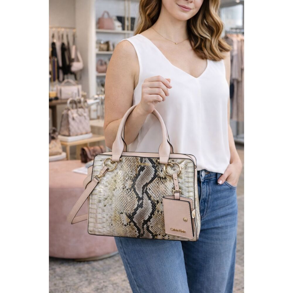 Calvin Klein Animal Print Liquid Python Satchel